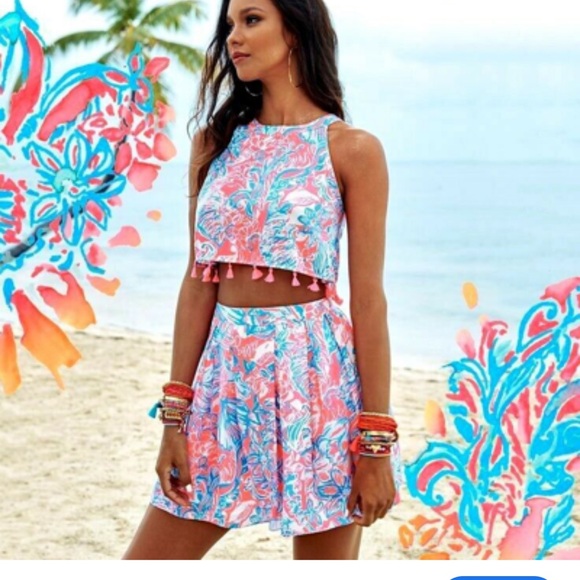 Lilly Pulitzer Dresses & Skirts - Lilly Pulitzer Rare Selina Set in PINK SUNSET SUMMER SIREN. Size 4.